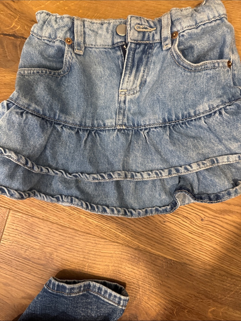 Zara Light Blue Denim Ruffle Mini Skirt